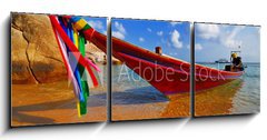 Obraz 3D tdln - 150 x 50 cm F_BM6382475 - Traditional Thai Longtail boat on the beach - Tradin thajsk Longtail lo na pli