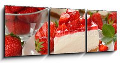 Obraz 3D třídílný - 150 x 50 cm F_BM64315819 - strawberry cheesecake - jahodový tvarohový koláč