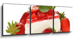 Obraz 3D třídílný - 150 x 50 cm F_BM64315866 - strawberry cheesecake - jahodový tvarohový koláč