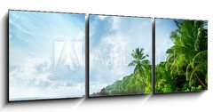 Obraz 3D tdln - 150 x 50 cm F_BM64554088 - sunset on Seychelles beach - zpad slunce na pli Seychely