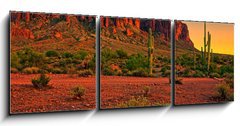 Obraz 3D třídílný - 150 x 50 cm F_BM66008213 - Desert sunset with mountain near Phoenix, Arizona, USA - Desert západ slunce s horou poblíž Phoenix, Arizona, USA