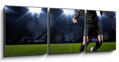 Obraz 3D tdln - 150 x 50 cm F_BM66124797 - Hispanic Soccer Player heading the ball
