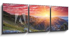 Obraz 3D tdln - 150 x 50 cm F_BM66580383 - Dawn with flowers in the mountains