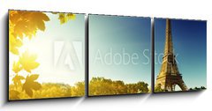 Obraz 3D tdln - 150 x 50 cm F_BM68288311 - Seine in Paris with Eiffel tower in autumn season