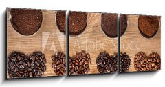 Obraz 3D tdln - 150 x 50 cm F_BM68508148 - Coffee Beans and Ground Coffee