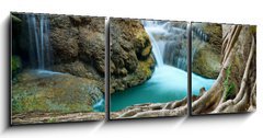 Obraz 3D tdln - 150 x 50 cm F_BM70560072 - banyan tree and limestone waterfalls in purity deep forest use n - banyan strom a vpencov vodopdy v istot hlubok lesn vyuit n