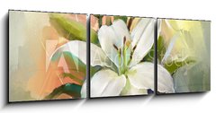 Obraz 3D tdln - 150 x 50 cm F_BM71266838 - White lily flower.Flower oil painting