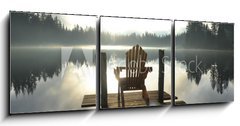 Obraz 3D tdln - 150 x 50 cm F_BM71698503 - Chair on Dock at Alice Lake in Late Afternoon