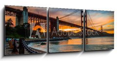 Obraz 3D tdln - 150 x 50 cm F_BM72399300 - burning sky over Golden gate Bridge