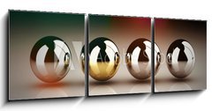 Obraz   Leadership concept with golden sphere and many chrome spheres, 150 x 50 cm