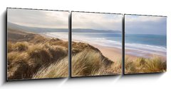 Obraz 3D tdln - 150 x 50 cm F_BM75128584 - Sand Dunes and Woolacombe Beach