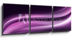 Obraz 3D třídílný - 150 x 50 cm F_BM75647079 - fioletowe fale na czarnym tle