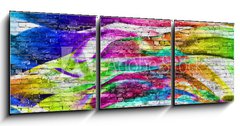 Obraz 3D tdln - 150 x 50 cm F_BM76004024 - abstract colorful painting over brick wall - abstraktn barevn obraz pes cihlovou ze
