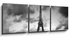 Obraz 3D tdln - 150 x 50 cm F_BM76327230 - Effel Tower, Paris, France and retro red car. Black and white