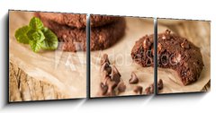 Obraz 3D třídílný - 150 x 50 cm F_BM78547731 - Double chocolate chip cookies - Dvojité čokoládové cookie