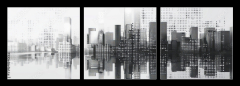 Obraz 3D třídílný - 150 x 50 cm F_BM796484552 - Digital cityscape with dots creating modern urban skyline