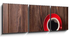 Obraz 3D tdln - 150 x 50 cm F_BM80745295 - Coffee cup on wooden table background