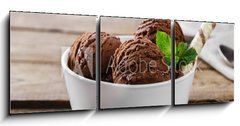 Obraz 3D tdln - 150 x 50 cm F_BM80747406 - ball coffee chocolate ice cream in a bowl - koule zmrzlina v kvov okold v misce