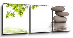 Obraz   bannire zen, galets et feuilles d'rable, 150 x 50 cm