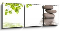 Obraz 3D tdln - 150 x 50 cm F_BM84012048 - bannire zen, galets et feuilles d'rable