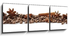 Obraz   Scattered coffee beans in line on white, 150 x 50 cm