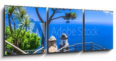 Obraz 3D třídílný - 150 x 50 cm F_BM85260412 - beautiful Ravello village,view with church. Amalfi coast, Italy - krásná vesnice Ravello, pohled na kostel. Pobřeží Amalfi, Itálie