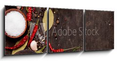 Obraz 3D tdln - 150 x 50 cm F_BM86522386 - Various spices on wooden background