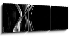 Obraz 3D tdln - 150 x 50 cm F_BM87644944 - abstrakcyjne srebrne fale czarne to