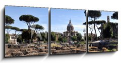 Obraz 3D třídílný - 150 x 50 cm F_BM96158880 - The part of old town and Roman ruins in Rome - Část starého města a římské zříceniny v Římě