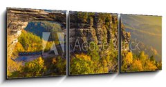 Obraz 3D třídílný - 150 x 50 cm F_BM96940052 - Pravcicka Gate in autumn colors, Bohemian Saxon Switzerland, Czech Republic - Pravčická brána v podzimních barvách, České saské Švýcarsko, Česká republika