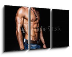 Obraz 3D tdln - 90 x 50 cm F_BS101799642 - Muscular and sexy torso of young man in jeans - Svalnat a sexy trup mladho mue v dnch