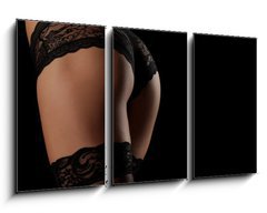 Obraz   Back view of beautiful female bottom in lacy panties and nylon stockings, 90 x 50 cm