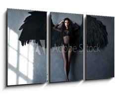 Obraz 3D tdln - 90 x 50 cm F_BS107103737 - Fallen black angel with wings. Sexual woman - Padl ern andl s kdly. Sexuln ena