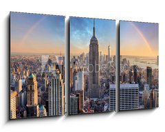 Obraz 3D tdln - 90 x 50 cm F_BS113869179 - New York City skyline with urban skyscrapers and rainbow.