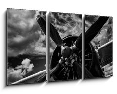 Obraz 3D tdln - 90 x 50 cm F_BS123654629 - Close up of old airplane in black and white - Zblzka starho letadla v ern a bl