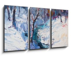 Obraz 3D tdln - 90 x 50 cm F_BS130132079 - Art Oil Painting Winter Landscape. The Awakening of Nature. Spring is coming.