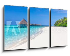 Obraz 3D tdln - 90 x 50 cm F_BS133424507 - Panorama of wide sandy beach on a tropical island in Maldives