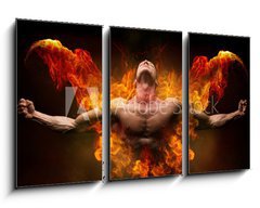 Obraz 3D tdln - 90 x 50 cm F_BS137170627 - On fire bodybuilder - V ohni kulturista