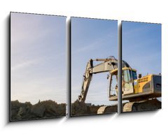 Obraz 3D tdln - 90 x 50 cm F_BS141909413 - Bagger im abendlichen Sonnenschein,Gegenlicht - Banner - Bagger im abendlichen Sonnenschein, Gegenlicht