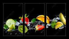 Obraz 3D tdln - 90 x 50 cm F_BS145460098 - Fruits with water splash