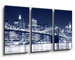 Obraz 3D třídílný - 90 x 50 cm F_BS14883546 - Brooklyn Bridge and Manhattan skyline At Night, New York City