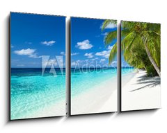 Obraz 3D tdln - 90 x 50 cm F_BS151010448 - coco palms on tropical paradise beach with turquoise blue water and blue sky