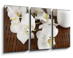 Obraz   Face cream and white orchid on a bamboo mate, 90 x 50 cm