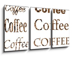 Obraz 3D tdln - 90 x 50 cm F_BS161244620 - Spelling the word coffee by coffee beans on white background