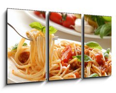 Obraz 3D tdln - 90 x 50 cm F_BS16290193 - Fork with pasta and basil - Vidlika s tstovinami a bazalkou