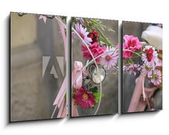 Obraz 3D tdln - 90 x 50 cm F_BS166351131 - vintage Pink bicycle with basket of flowers