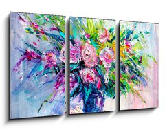 Obraz 3D tdln - 90 x 50 cm F_BS166550171 - Oil painting flowers