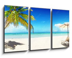 Obraz 3D tdln - 90 x 50 cm F_BS166899372 - Sonnenliegen am Strand