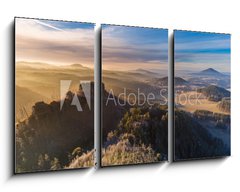 Obraz   Autumn sunrise over Jetrichovice, beautiful landscape, Bohemian Switzerland, Czech Republic, 90 x 50 cm