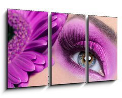 Obraz 3D tdln - 90 x 50 cm F_BS16976079 - Purple eye make-up with gerber flower - Fialov on make-up